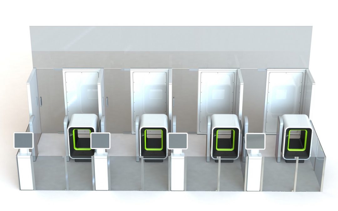 Checkpoint portal with miniature baggage scanner
